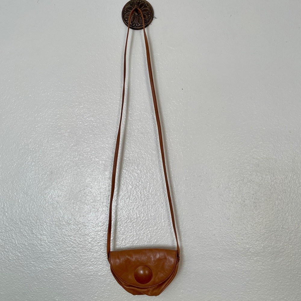 Hobo International Tan‎ Leather Crossbody Bag Small Semi Circle Paisley Lining